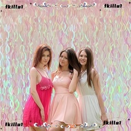 FKILA Rain Curtain, Colorful Metallic Foil Wavy Curtain, Tinsel Curtains Iridescent Transparent Shim