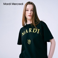 Mardi Mercredi เสื้อยืดแขนสั้น พิมพ์ลายโมโนแกรม ทรงหลวม สไตล์เกาหลี แฟชั่นฤดูร้อน สําหรับผู้ชาย และผู้หญิงS-5XLS-5XL