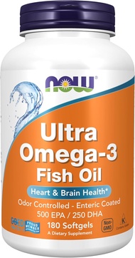 Now Foods Ultra Omega 3 500EPA/250DHA Fish Oil 1000 mg - 90/180 SoftgelsFish Softgels นาวฟู้ดส์ โอเ