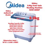 Midea 8kg Semi Auto Washing Machine MSW-8008P (8.0kg)