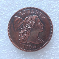 欢迎光临小店，现货速发日韩潮流百货Ready Stock仿古工艺品美国1794 1795 Flowing Hair Large Cent 外国硬币收藏3020260812M