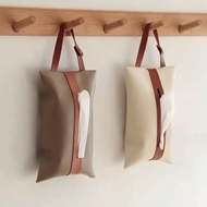 MOLYGO Simple Hangable Tissue Box PU Leather Home Car Towel Napkin Papers Dispenser Holder Case Table Decoration