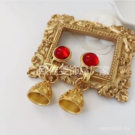 Bell Glass Luxury Style High-End Feeling European American Red Ear Style Earrings Hong Kong Light vi