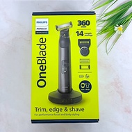 ฟีลิปส์ เครื่องโกนขนไฟฟ้า สำหรับใบหน้าและร่างกาย พร้อมแท่นชาร์จ Norelco OneBlade Pro 360 Face &amp; Body Electric Trimmer QP6551/70 [Philips®]