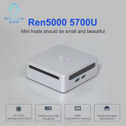2025 GenMachine New Mini PC 5700U Windows 11 Ryzen Support Windows 11 DDR4 3200MHz AMD WiFi6 Max 64G