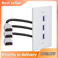 Wall Mount Plate 3D 4K@ 60Hz -Compatible 3 Ports, 2.0 Female to Female Adapter for Home Theater, DVD