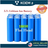 REAL 18650 3.7V Lithium Ion Flat Head Fan Torch Battery