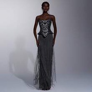 Elegant Luxury Floral Beaded Embroidered Off-Shoulder U-Neck Waist Tassel Decor Bodycon Dress, Suita