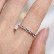 月光漫步彩虹藍寶石彩色藍寶石彩色剛玉戒指18k金藍寶石戒指