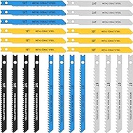 24PCS Jig Saw Blade Set, U-Shank Jigsaw Blades for Wood High Carbon Steel Assorted Fast Cut Down Jigsaw Blade Compatible with Bosch DEWALT SKIL Black and Decker Includes 6t 8t 10t 14t 18t 24t 32t