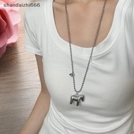 [shandaizhi666] Metal Horse Pendant Necklace For Women Simple Adjustable Long ck Rope Sweater Chain 
