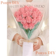 Diy Tulip bouquet(15~16 Flowers) pipe cleaner DIY material set fuzzy wire zinc velvet chenille stem,