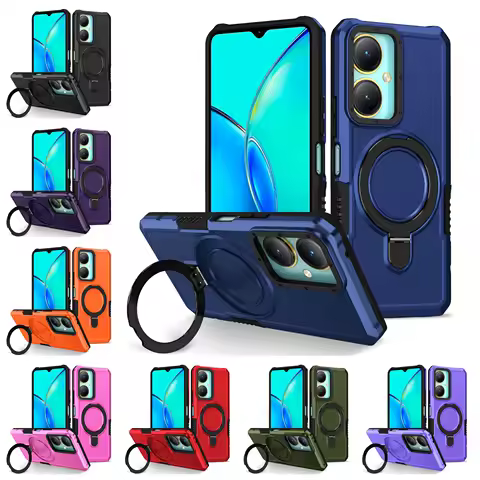 Luxury Armor Magnetic Case for Vivo Y02 Y5 Y12 Y15S Y17 Y17S Y20 Y20S Y25 Y27 Y33S Y36 Y91 Y91C 4G R