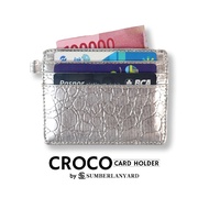 SL.ID Croco Card Holder - 7-Slot Silver Leather Card Holder