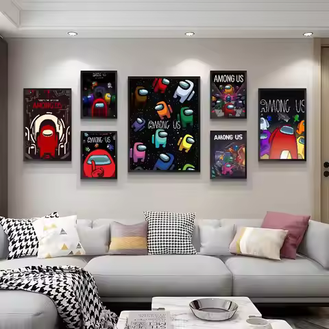 Hot Game A-among U-us Anime Posters Sticky Whitepaper Sticker DIY Room Bar Cafe Kawaii Room Decor