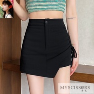 2023 Summer Plus Size Fat mm Skirt Women High Waist Anti-glare Irregular Short Skirt Slimmer Look A-