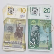 2 Pieces Set Coins Serbia 10,20 Dinar Banknotes Foreign Banknotes Various Countries Coins Foreign Cu