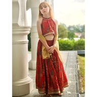 Nimbu Amara Red Girls Halter Lehenga Choli | Kids Ethnic Wear for Deepavali & Family Events