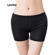 Lovito Casual Plain Basic Women Safety Pants L38ED038 (Apricot/White/Black)