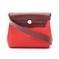 【二手】愛馬仕 HERMES 肩背包 Herbag Zip Mini Rouge Sellier Rouge Sellier/Rose Texas 帆布皮革 Herbag Zip Mini Rouge