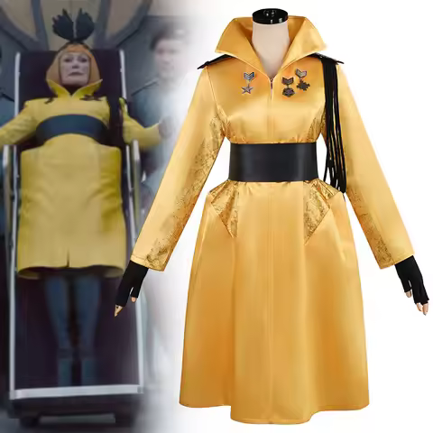 2026 Flim The Hunger Game Drusilla Outfit Halloween Costume Yellow Miltary Jacket Glenn Close Cospla
