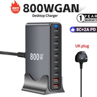 800W GaN Desktop Charger 10 Port USB 8C+2A Type C PD Charger Fast Charge 3.0 USB Type C Fast Charger