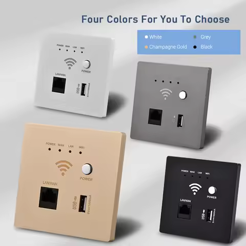In-Wall Wireless WiFi Router 300M AP Access Point WiFi Router USB-Charging Socket Wall Mount Wi-Fi A