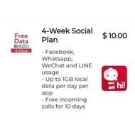 Singtel Prepaid $10 4 Week Social Plan / Top Up / Renew