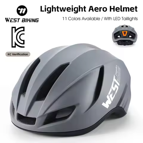 WEST BIKING Aero Cycling Helmet Integrally-Molded KC Certified Unisex Helmet With LED Taillight for