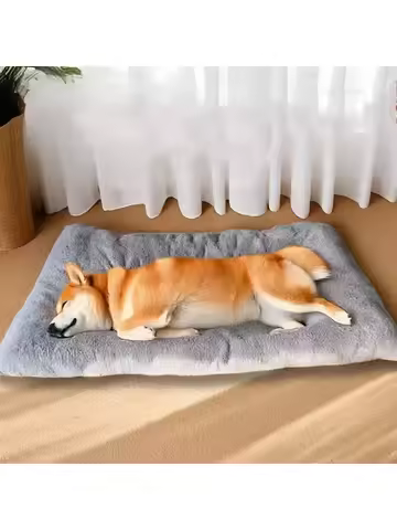 Large Plush Dog Bed Sofa Thickened Super Soft Polyester Pet Mat Dog Crate Mat Bed For Small Medium L