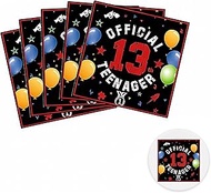 Napkins 13th Birthday Boys Girls 40 Pieces - 33 x 33 cm Black Red - Paper Napkins Party Decoration K