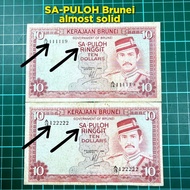 A855 sa-puloh Brunei almost solid duit kertas lama Rm10 lama barang lama