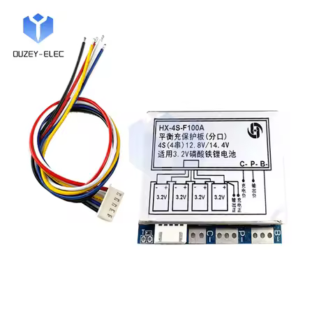 4S 12.8V/14.4V 100A High Current Li-FePO4 Battery Charger/Discharger Protection Board Split Port BMS