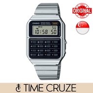 [Time Cruze] Casio CA-500 Calculator Dual Time Adjustable Stainless Steel Men Women Watch CA-500WE-1