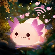 Kawaii Axolotl Night Light Soft Silicone Baby Lamp | 3-Level Dimming White Noise | USB Rechargeable