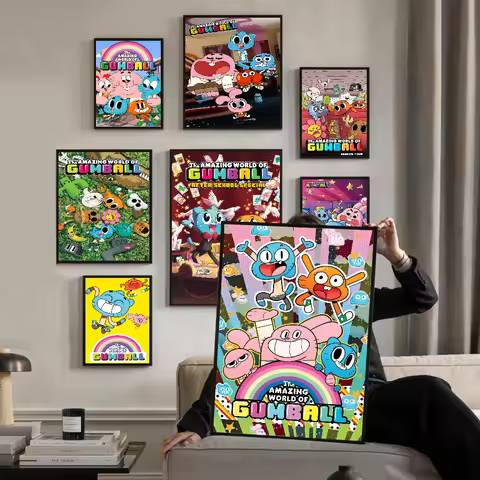 The Amazing Funny W-world Of Gumball Whitepaper Poster Waterproof Paper Sticker Coffee House Bar Pos