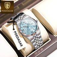 POEDAGAR Watch For Woman Waterproof Original Fashion Ice Blue Dial Calendar With Box 502