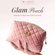Glowies Beauty Glam Pouch Pink – Quilted Makeup & Skincare Organizer Pouch that fits a lot, practica