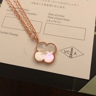 【Best quality】Vca new 18k rose gold white fritilde four-leaf clover long necklace women simple fashi