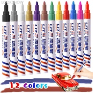LOOKSHOW 3mm Tip Colorful Permanent Paint Marker Waterproof White Paint Pen For Tire Rubber Fabric M