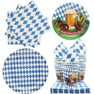 FANGLELAND Oktoberfest Germany Munich Party Decoration Paper Plate Cup Napkin Pennant Tablecloth for Birthday Festive Dining Table Arrangement Cutlery Set Supplies