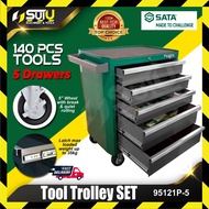 SATA 95121P-5 140PCS 5 Drawers Tool Trolley Set