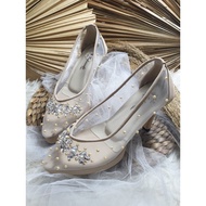 Zania cream shoes, beautiful women's shoes, 9cm pointed