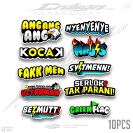 STICKER PACK CONTENTS 10 PCS STANDARD ANG ANG, KOCAK, SERLOK NOT PARANI, NYE NYE NYE, NAJIS, FACKMEN