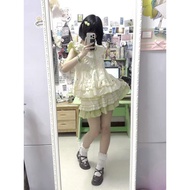 Flying Top Cake Female Hundred Two-Piece Girl High-Sleeved Waist Matching Suit Small Color Skirt Hit