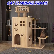 Wooden Cat Condo Premium Large Cat Tree House Cat Bed Sisal Tree Cat Scratcher Cat Tower Cat Stand Rak Kucing Memanjat貓爬