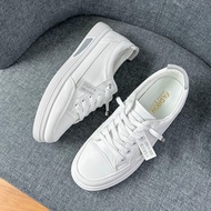 FA2SHOP FQ138 Elegant White PU Leather Slip-On Sneakers with Round Toe for Women