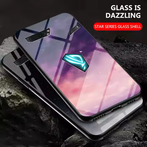 For Asus ROG Phone II 2 ZS660KL Case Starry Grain Shockproof Glass Hard Back Cover Case Soft Bumper 