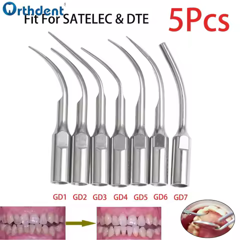 5Pcs Dental Scaler Tipsfor SATELEC DTE Ultrasonic Scaling Tip GD1 GD2 GD3 GD4 GD5 GD6 Dentistry Piez
