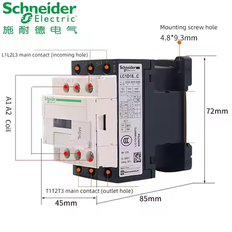 Schneider AC Contactor 220V LC1D09 LC1D12 LC1D18 LC1D25 LC1D32 LC1D38 B7C F7C M7C Q7C 24V 110V 220V 